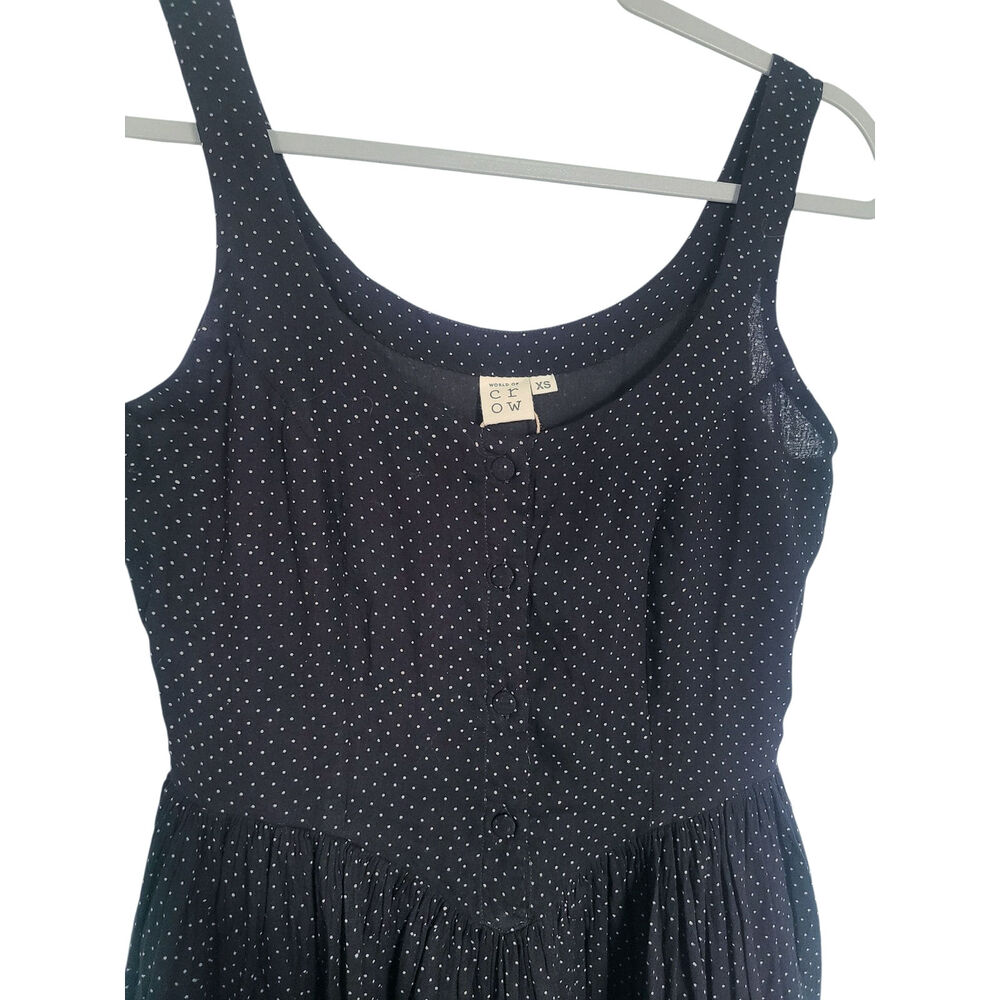 World of Crow Gathered Waist Polka-dot Cotton Midi Dress Size XS NWT - Picture 3 of 7